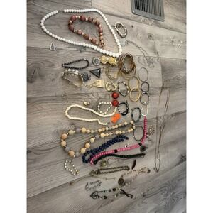 Vintage To Modern Jewelry Lot Earrings Necklace Bracelet Scarf Clip Pendants